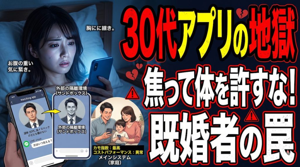 30代の焦りからマッチングアプリで既婚者や遊び目的の男に騙されてしまう女性