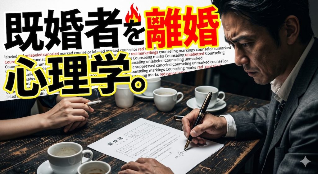 離婚届と万年筆が置かれたテーブル越しに、彼が自らの意志でサインをするのを、冷徹な微笑みを浮かべて待つ女性の姿