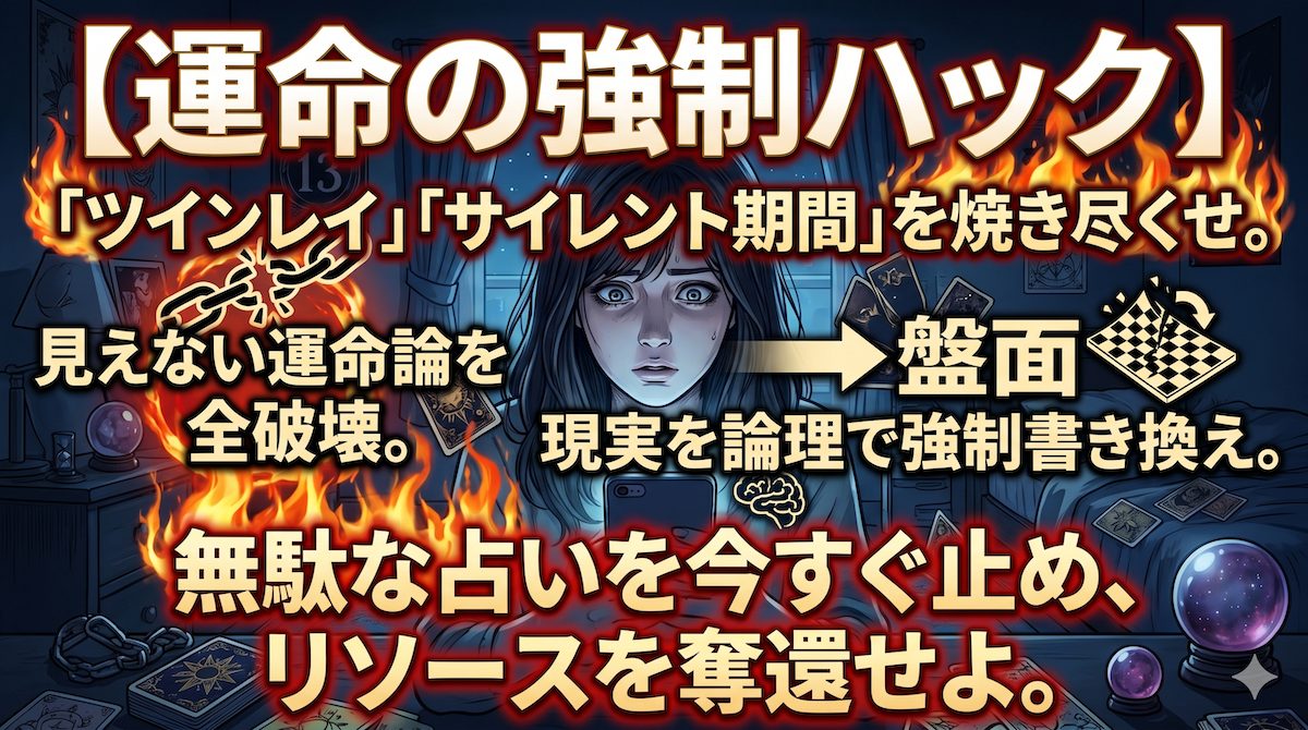 連絡無視を続ける男からの連絡を待ちわびてツインレイ占いの画面を虚ろな目で見つめる女性の姿