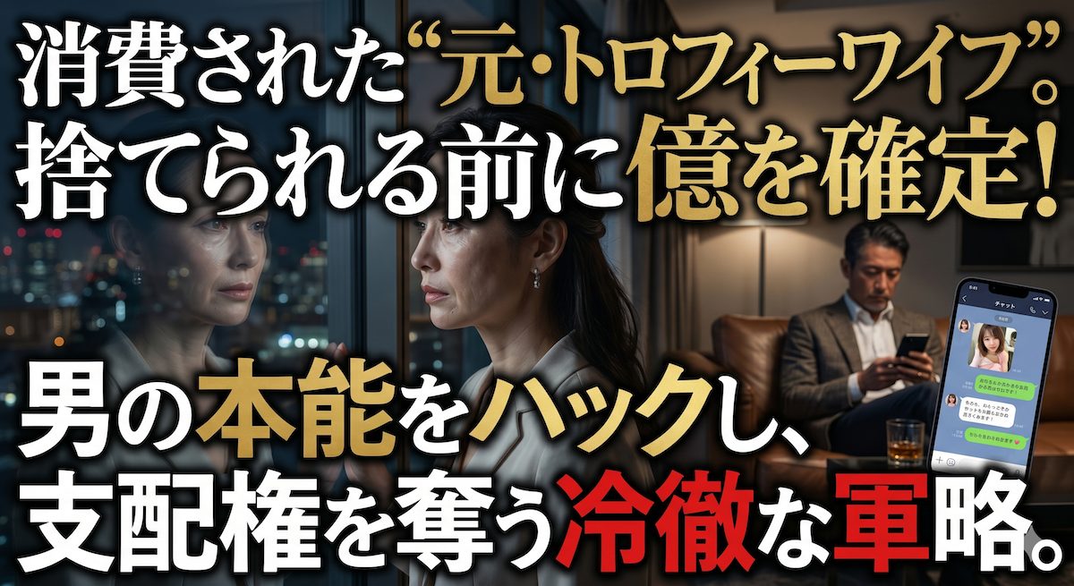 高級タワマンの窓ガラスに映る老いた自分の顔を見つめ、背後でパパ活女子とLINEをするIT社長の夫に恐怖する専業主婦