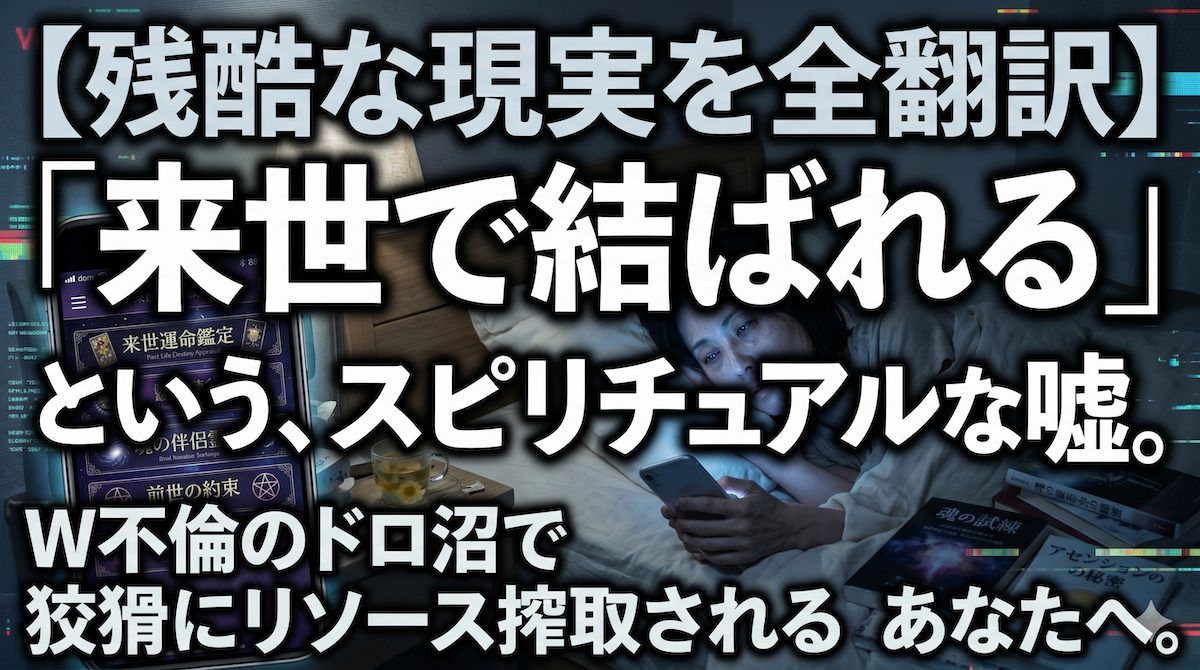 薄暗い部屋で既婚者の彼との来世を占い、スマートフォンの画面を虚ろな目で見つめる女性